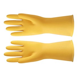 Reusable Household Cleaning Gloves,Rubber Dishwashing gloves,Extra Thickness,Long Sleeves,Kitchen Cleaning/Working/Painting/Gardening/Pet Care(Yellow, XL, 1Pair)