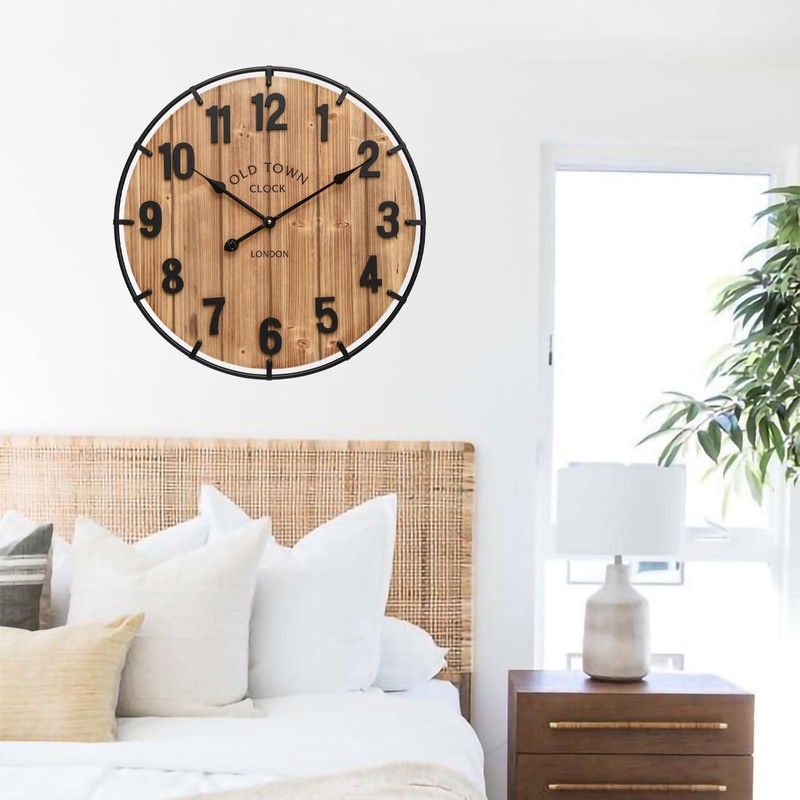 EMAX HOME Large Old Town Farmhouse Wall Clock 24 Inch