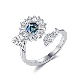 VENACOLY Sobriety Ring 925 Sterling Silver Sunflower AA Ring Sobriety Jewellery Alcoholics Anonymous Recovery Gifts for women