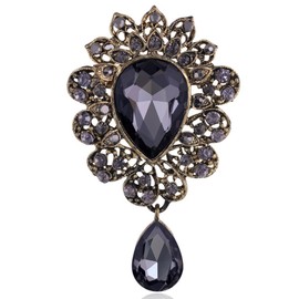 FAIRYGATE Lapel Pins for Men Womens Brooches Art Deco Black Gift Diamante Crystal Brooch Badge Breastpin Corsage Pin，B3726