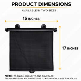 EcoNour Car Side Window Sun Shade (2 Pack) | Retractable Roller Sunshade for Kids | Baby Car Window Shades for UV and Sun Glare Protection | Baby Travel Accessories (15"x17")