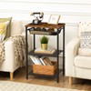 HOOBRO Tall Side Table, Industrial End Table with Adjustable Metal