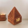 Traditional Handmade Wooden Incense Cone Burner | 4-Inch Temple Style