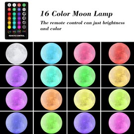 GDPETS Moon Lamp, 16 Colors Moon Night Light with Stand & Remote &Touch Control and USB Rechargeable Decorative Light Up Moon Lamp for Baby Kids Lover Birthday Party Gifts(4.8 inch)