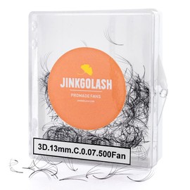 JINKGOLASH 500 Promade Eyelash Extension From 3D to 16D, Loose Lash Fans 0.03/0.05/0.07mm Thickness, C D Curl Lashes, 8 - 16mm Length for Easy Volume Individual Eyelash Extensions Clusters DIY (3D-0.07-D (12mm))
