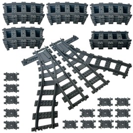Happyxm Building Blocks Train Rails Set, 40 Pieces City Railway Rails for Train, City Expansion Set Tracks Compatible with the Market Leader, Expansion Set for Children, Toy Railway Rails Set