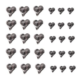 Yuzhiye 30pcs Heart Shape Black Glass Stone Nail Parts Large Cute Nail Art Decoration (Black)