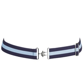 Kastel Denmark Adjustable Striped Belts with Gold Accents | Athletic Belts for Equestrian and Golf (Navy/Light Blue, M/L)