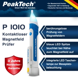 PeakTech PeakTech 1010 Magnetic Field Detector with Torch Blue / White