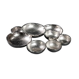 IHI EST. 1986 9-Bowl Cluster 16 x 14 x 5 Inch Silver Aluminum Serveware for Nuts, Candy, Dip or Small Treats