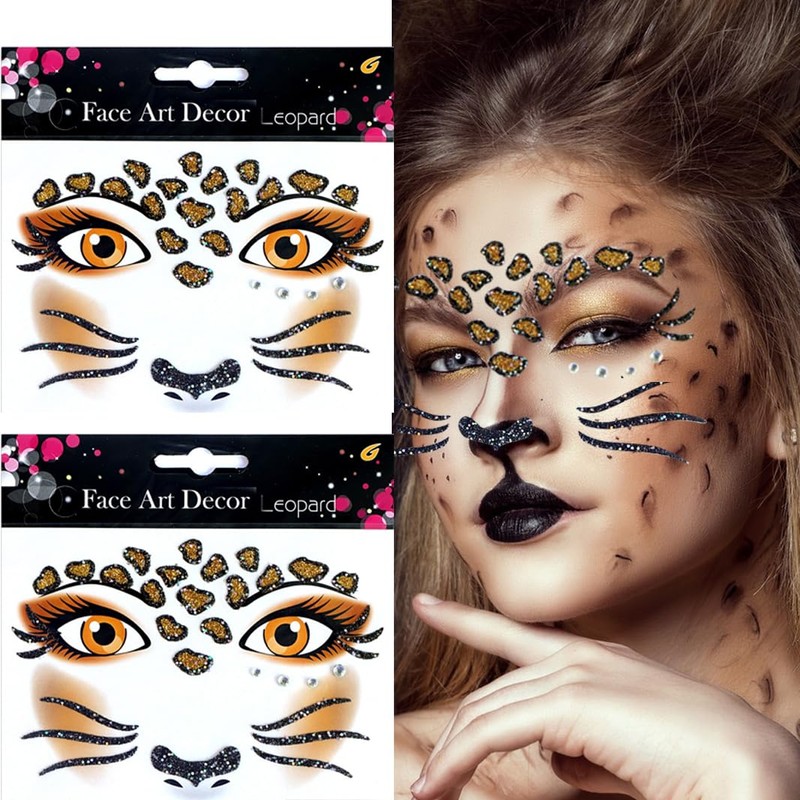 Leopard Face Tattoo Stickers Tiger Lion, Leopard Print Cat Face