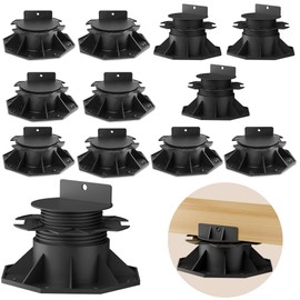 Henetion 12Pack Adjustable Deck Support Pedestal Foundation Deck Blocks Plastic Pedestal Paver Base, Adjustable Height from 2.3'' to 5.25', Suitable for Outdoor Anti-Corrosive Wood