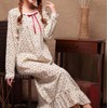 Floral Pattern Nursing Maternity Long Sleeve Plus Size Homewear Dress Size: 44-66 5ea