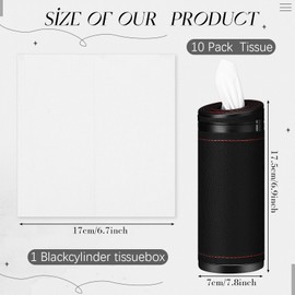 Singhoow 1 Pcs Car Tissues Cylinder Leather Round Tissues Container Car Tissues Holder with Tissues Cylinder Tissue Box with Window Breaker for Car Vehicle Bathroom Office (Black)