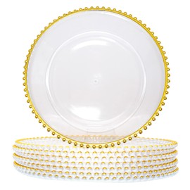 DaCakeWS 13-Inch Acrylic Clear Charger Plates Set of 10pcs - Elegant Decorative Dinner Plates for Wedding Reception, Holiday Party, Family Gathering & Daily Table Setting