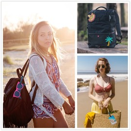 Happyay 7Pcs Unique Cute Luggage Tags for Women Men, Travel Suitcase Tags Summer Beach Luggage Tags Series Identify Labels with Loop (Sturdy Loop)