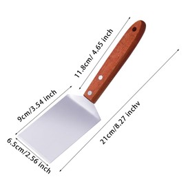 2Pcs Small Brownie Cookie Spatulas Stainless Steel Spatula with Wooden Handle for Kitchen Cooking Baking Scraper Turner, 2.5 x 8.2 Inch