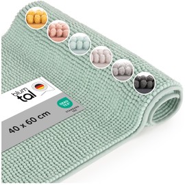 Blumtal Badematte 40x60 cm Chenille - Oeko-TEX zertifizierter Badteppich - Badematten & Badteppiche - Duschvorleger - Badvorleger rutschfest waschbar - Badezimmer Matte - Badläufer in Opal Blau