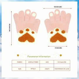 Kids Gloves, Winter Knitted Thermal Children Gloves Toddler Full Finger Stretchy Warm Gloves Heart Pattern Magic Mittens for Boys and Girls Winter Daily Y7AXJYST