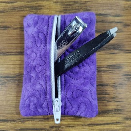 Mini Zipper Pouch (Pink, Plaid)