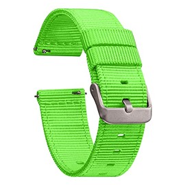 GadgetWraps 18mm Nylon Watch Band with Quick Release Pins – Compatible with Speidel, Daniel Wellington, Wristology – 18mm Nylon Watch Band (Hyper Green, 18mm)