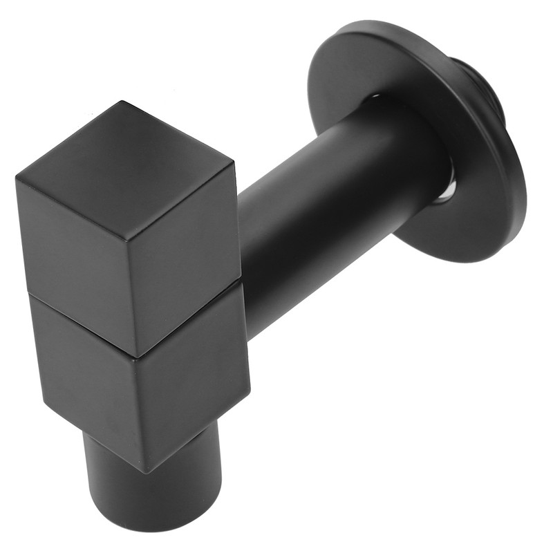 G1/2 Thread Black Copper Faucet Wall Mounted Single Cold Water