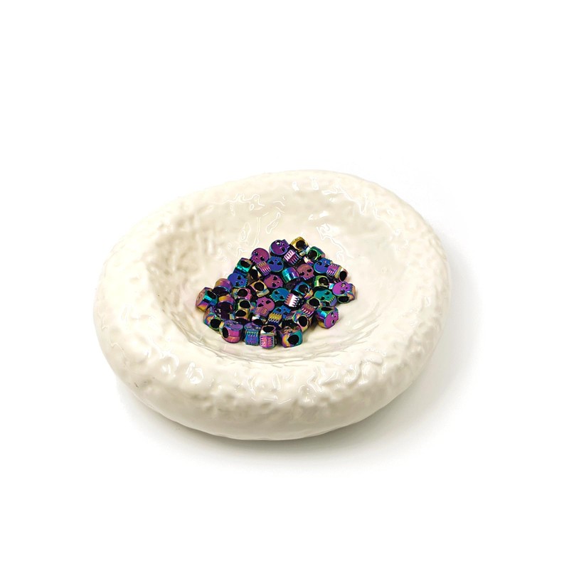40PCS Rainbow Color Skull Spacer Beads, Alloy Skeleton Beads Bulk