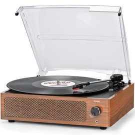 Vinyl Record Player with Speakers Vintage Turntable for Vinyls Records Belt-Driven Turntables 3-Speed Bluetooth Playback Headphone AUX RCA Line LP Vinyls Players for Sound Enjoyment Retro Brown