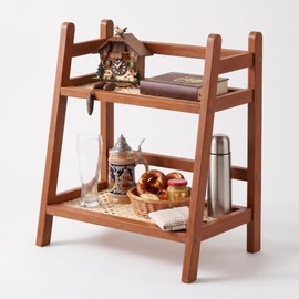 Geflecht Optik Kaffeestation Organizer, 2 Tiers Bambus Küchenregal | Arbeitsplatte Becherhalter MatchaRegal, für Tee Kaffee Bar Tassen Display Gewürz