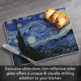 CounterArt Starry Night 3mm Tempered Glass Cutting Board 10” x 8” Manufactured in the USA Cheese Board Bar Board Dishwasher Safe