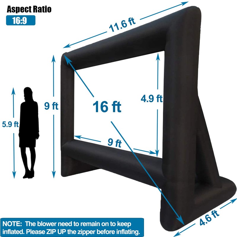 XHYCPY 16ft Inflatable Movie Screen Outdoor Projector Screen with Air