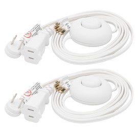 FIRMERST Foot Switch Extension Cord 6 Feet for Floor lamp, Holiday Lights, White, 2 Packs