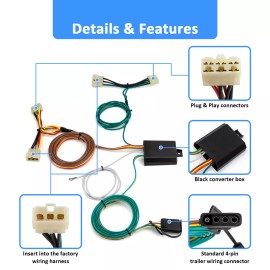 SI 4 Pin Trailer Wiring Harness For Toyota Tacoma 1995-2004 , Pickup 1989-1995