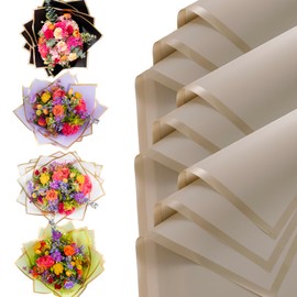 the florist Supply Shop by DecoWraps 20 Sheets Premium Flower Wrapping Paper | Waterproof Flower Wrapping Paper for Bouquets | Double Sided Floral Bouquet Sheets | DIY Gifts Borderline Khaki/Bronze