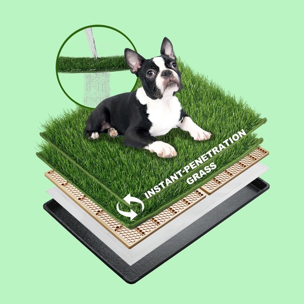 MEEXPAWS Dog Grass Pad with Tray Medium, Artificial Grass Pad