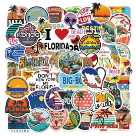 Love Florida Stickers |50Pcs Florida Beach Scenery Waterproof Vinyl Decals for Water Bottles Bicycle Laptop Refrigerator Luggage Computer Mobile Phone Skateboard Bike Décor