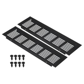 PATIKIL 10 x 3 Inch Door Air Vent Cover, 2pcs Aluminum Grille Ventilation Cover Louvered with Mounting Screws for Cabinet Wardrobe Door, Black