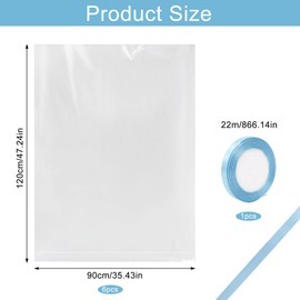 Realjoy Pack of 6 Plastic Storage Bags, Large Transparent Plastic Storage Bags, 90 x 120 cm, Reusable Moving Bags for Luggage, Suitcase, Clothing, Quilts, Plush Toys