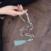 coai 108 Mala Chain Gemstones Hand Tied Tassel OM Charm,