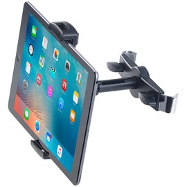 Lescars Headrest Mount: Universal 360° Headrest Mount for Tablet PCs & iPads up to 12.9 Inches (Tablet Holder Car Headrest, Headrest Mount Tablet, Children's Vehicles)