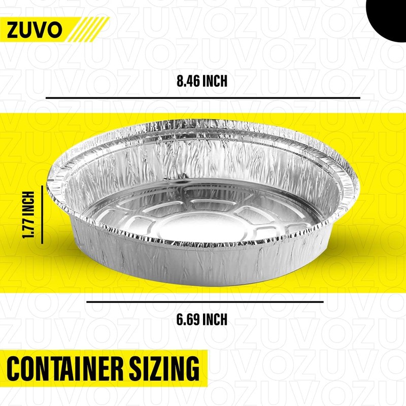 Zuvo Round Aluminium Containers – Pack of 20 Foil Flan