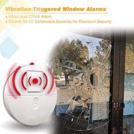 Window Alarm System 4-Pack - Ultra-Loud 120dB Alarms with Advanced Vibration Sensors - Window Security Alarms for Glass Break Detection - Features Low Battery LED Indicator
