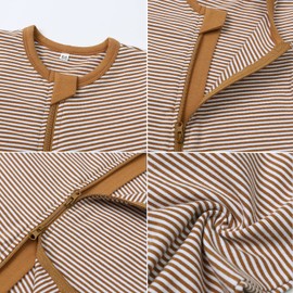 Feidoog Toddler 2 Pack Baby Zipper Rompers Cotton Short Sleeve 2 Way Zipper One Piece Jumpsuit Outfits,Brown,12-18M