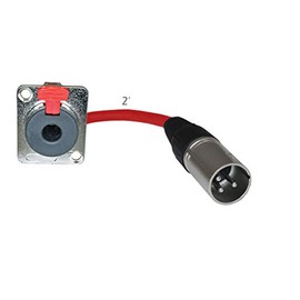 MCSPROAUDIO 2ft Pigtail: 1/4 TRS Panel Mount to XLR Male Plug (Red)