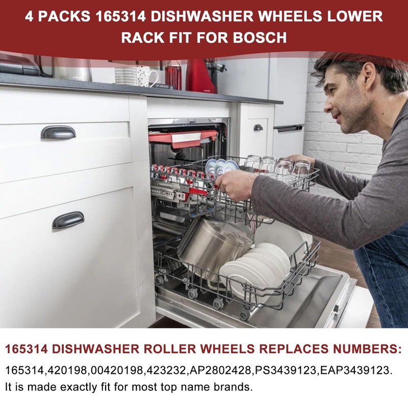 165314 Dishwasher Rack Wheels Fit for Bo-sch Ken-more Dishwasher Wheels