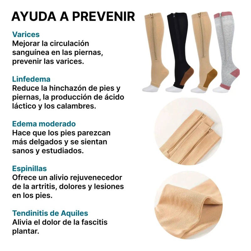 4 Medias Calcetas Compresión Alivia Varices Y Circulación