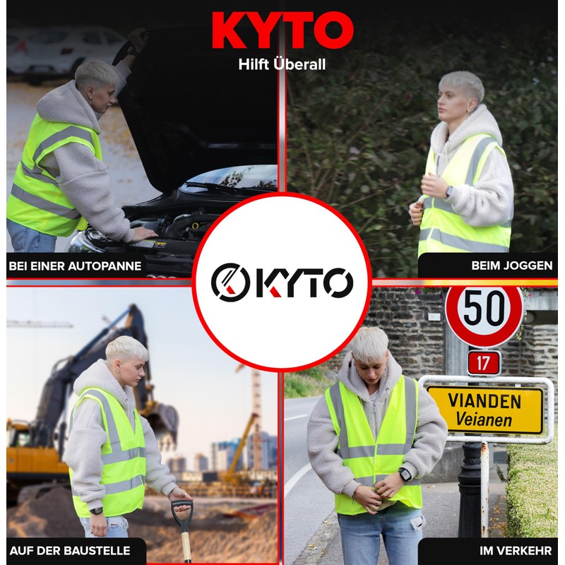 Kyto Warnwesten Auto | EU-Weit nutzbar | reflektierend | 4