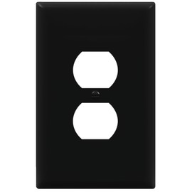 ENERLITES Duplex Receptacle Outlet Wall Plate, Jumbo Electrical Outlet Cover, Gloss Finish, Oversized 1-Gang 5.51" x 3.50", Polycarbonate Thermoplastic, 8821O-BK, Black