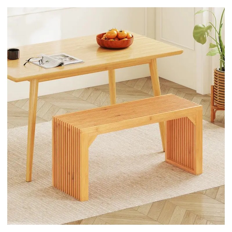 Solid Bamboo Dining and Entryway Bench Indoor and Outdoor Patio