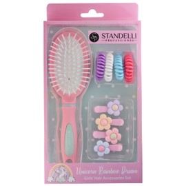 Standelli - Girls gift set, hair brush set for children and girls, detangler brush with hair band and hair clips - wonderful gift for your child